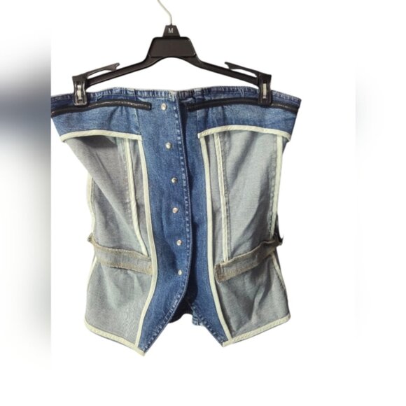 Chic DL1961 Denim Strapless Button-Up Top - Picture 3 of 8